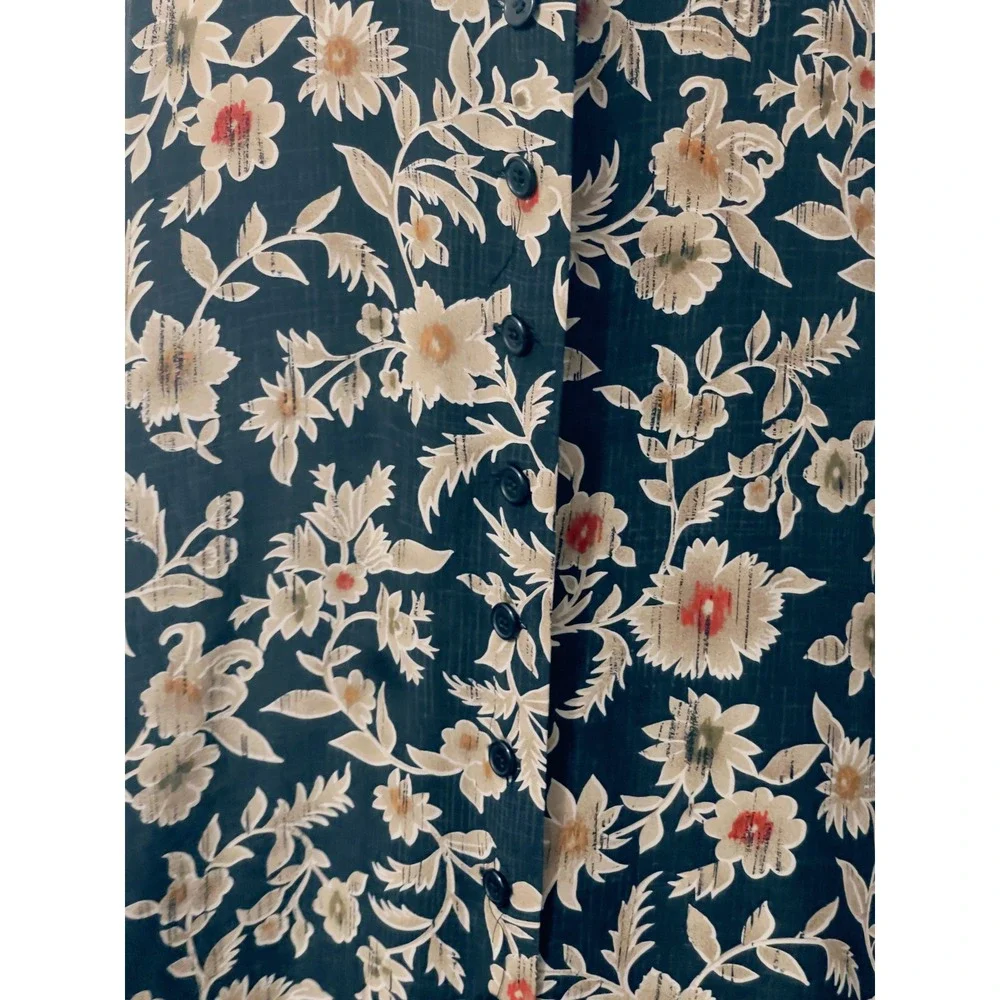 Jones New York Skirt 6P Black Floral‎ Silk Button Front Maxi Cottagecore Boho